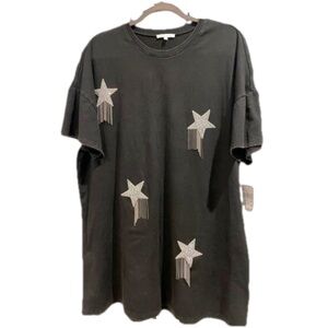 Baevely Black oversized T-shirt Dress w/Stars- size Medium. Brand NEW.